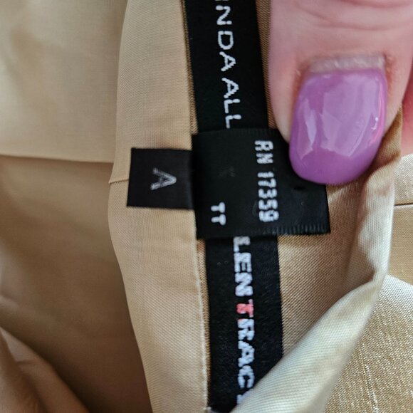 Linda Allard/Ellen Tracy SZ 10 100% Silk Shiny Tan Gold Blazer Designer Classic - Picture 13 of 13